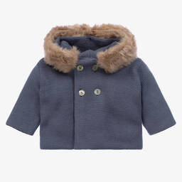 ميبي-Boys Petrol Blue Knitted Pram Coat  | Childrensalon Outlet