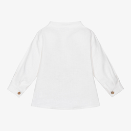 Mebi-Boys White Linen Shirt | Childrensalon Outlet