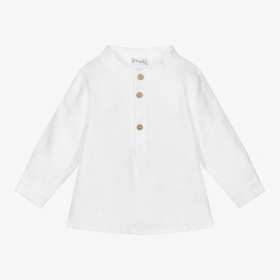 Mebi-Boys White Linen Shirt | Childrensalon Outlet