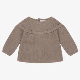ميبي-Brown Knitted Baby Sweater | Childrensalon Outlet