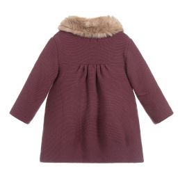 ميبي-معطف أكريليك محبوك لون أحمر برغندي للبنات | Childrensalon Outlet