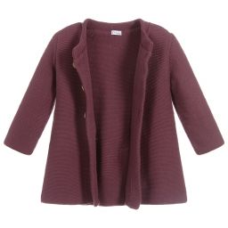 ميبي-معطف أكريليك محبوك لون أحمر برغندي للبنات | Childrensalon Outlet