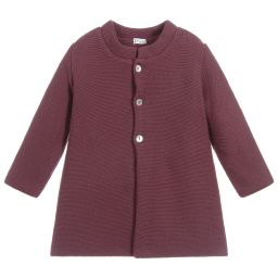 ميبي-معطف أكريليك محبوك لون أحمر برغندي للبنات | Childrensalon Outlet