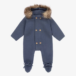 Mebi-Dark Blue Knitted Pramsuit | Childrensalon Outlet