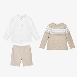 Mebi-Fair Isle Sweater & Shorts Set | Childrensalon Outlet
