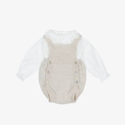 Mebi-Бежевый вязаный комплект для девочек | Childrensalon Outlet