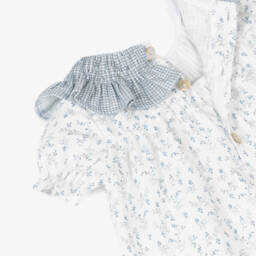 Mebi-Girls Blue Blossom Seersucker Ensemble | Childrensalon Outlet