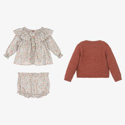 Mebi-طقم شورت مزيج قطن وأكريليك لون أزرق وبني | Childrensalon Outlet