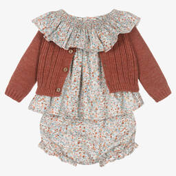 Mebi-طقم شورت مزيج قطن وأكريليك لون أزرق وبني | Childrensalon Outlet