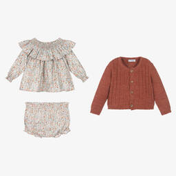 Mebi-طقم شورت مزيج قطن وأكريليك لون أزرق وبني | Childrensalon Outlet