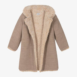 Mebi-Girls Brown Knitted Coat | Childrensalon Outlet