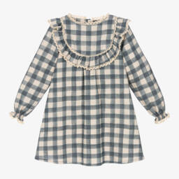 Mebi-Girls Checked Cotton Twill Dress | Childrensalon Outlet