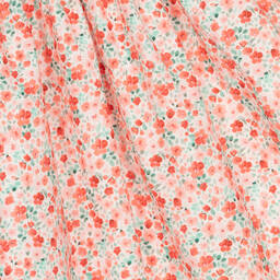 Mebi-Girls Coral Pink Floral Cotton Dress | Childrensalon Outlet