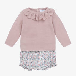 Mebi-Girls Dusky Pink Knit Set | Childrensalon Outlet
