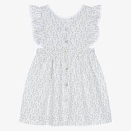 Mebi-Girls Ivory & Azure Blossom Dress | Childrensalon Outlet