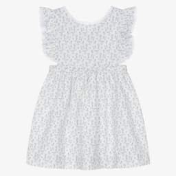 Mebi-Girls Ivory & Azure Blossom Dress | Childrensalon Outlet