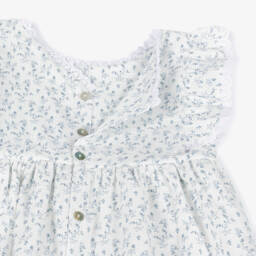 Mebi-Girls Ivory & Azure Blossom Dress | Childrensalon Outlet