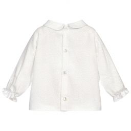 Mebi-Girls Ivory & Blue Dot Blouse | Childrensalon Outlet