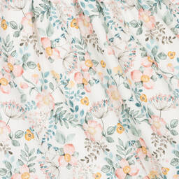 Mebi-Girls Ivory Cotton Floral Dress | Childrensalon Outlet