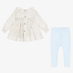 Mebi-Girls Ivory Floral Outfit Set | Childrensalon Outlet