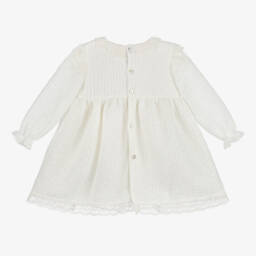 Mebi-Girls Ivory Knit Dress with Lace | Childrensalon Outlet