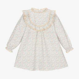 Mebi-Girls Ivory Lace Trim Dress | Childrensalon Outlet
