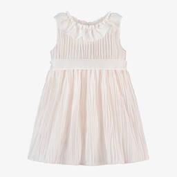 Mebi-Girls Pale Pink Frill Collar Dress | Childrensalon Outlet