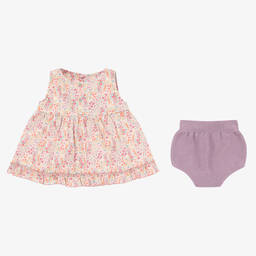 Mebi-Розовое хлопковое платье в цветочек и трусики | Childrensalon Outlet