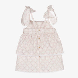 Mebi-Girls Pink Floral Check Cotton Dress | Childrensalon Outlet