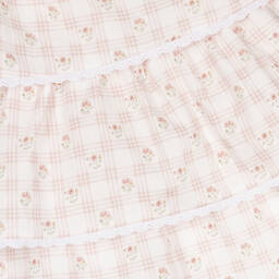 Mebi-Girls Pink Floral Check Cotton Dress | Childrensalon Outlet
