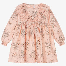 Mebi-Розовое хлопковое платье с цветами для девочек | Childrensalon Outlet