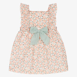 Mebi-Girls Pink & Green Cotton Dress | Childrensalon Outlet