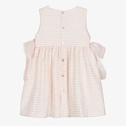 ميبي-فستان جينغهام لون عاجي وزهري | Childrensalon Outlet