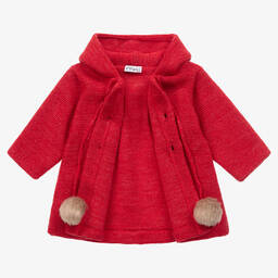 ميبي-Girls Red Cashmere Blend Pram Coat | Childrensalon Outlet