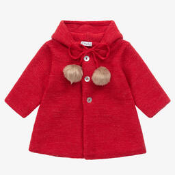 ميبي-Girls Red Cashmere Blend Pram Coat | Childrensalon Outlet