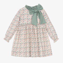 Mebi-Girls Sage Floral Cotton Dress | Childrensalon Outlet