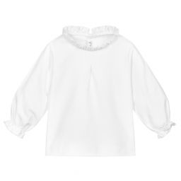 Mebi-Girls White Cotton Blouse | Childrensalon Outlet