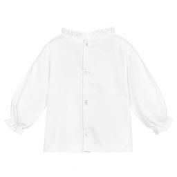 Mebi-Girls White Cotton Blouse | Childrensalon Outlet