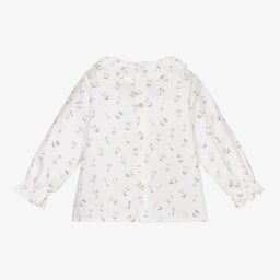 Mebi-Girls White Cotton Blouse | Childrensalon Outlet