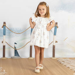 Mebi-Белое платье из поплина в цветочек | Childrensalon Outlet