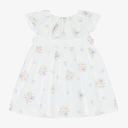 Mebi-Белое платье из поплина в цветочек | Childrensalon Outlet