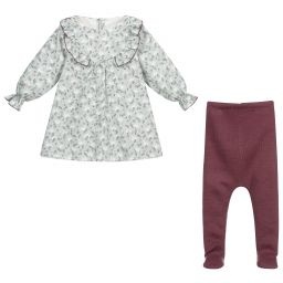 Mebi-Хлопковый комплект с зеленым платьем | Childrensalon Outlet