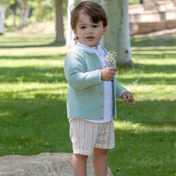 ميبي-كارديغان قطن محبوك لون أخضر | Childrensalon Outlet