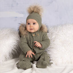 ميبي-أوفرول للخروج مزيج صوف محبوك لون أخضر للأطفال | Childrensalon Outlet