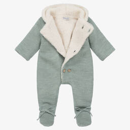 Mebi-Green Knitted Baby Pramsuit | Childrensalon Outlet