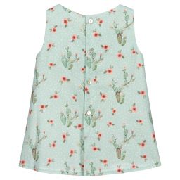Mebi-Green Linen & Cotton Dress | Childrensalon Outlet