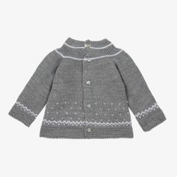 Mebi-Grey Knitted Baby Sweater | Childrensalon Outlet