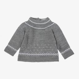 Mebi-Grey Knitted Baby Sweater | Childrensalon Outlet