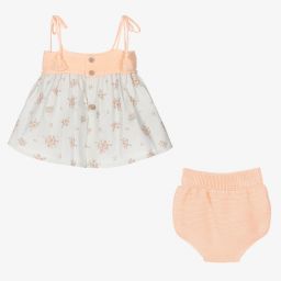 Mebi-Orange & Blue Floral Dress Set | Childrensalon Outlet