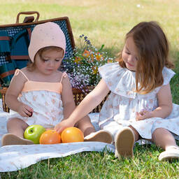 Mebi-Orange & Blue Floral Dress Set | Childrensalon Outlet